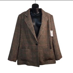 NWT Sonoma Houndstooth Blazer Brown Size 1X